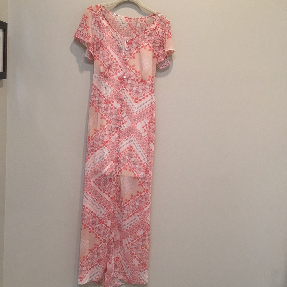 Express Maxi dress XS sheer pink print w/slip